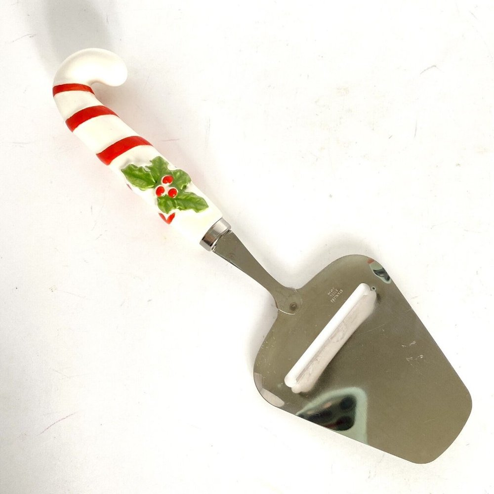 Vintage Cooks Tools Cheese Slicer Plane Stainless Ceramic Christmas Candy Cane